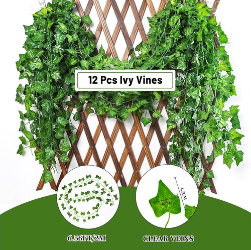 HXWEIYE 12 Pack Fake Vines - Artificial Ivy Greenery Garland for Bedroom & Wedding Decor | Indoor/Outdoor Use