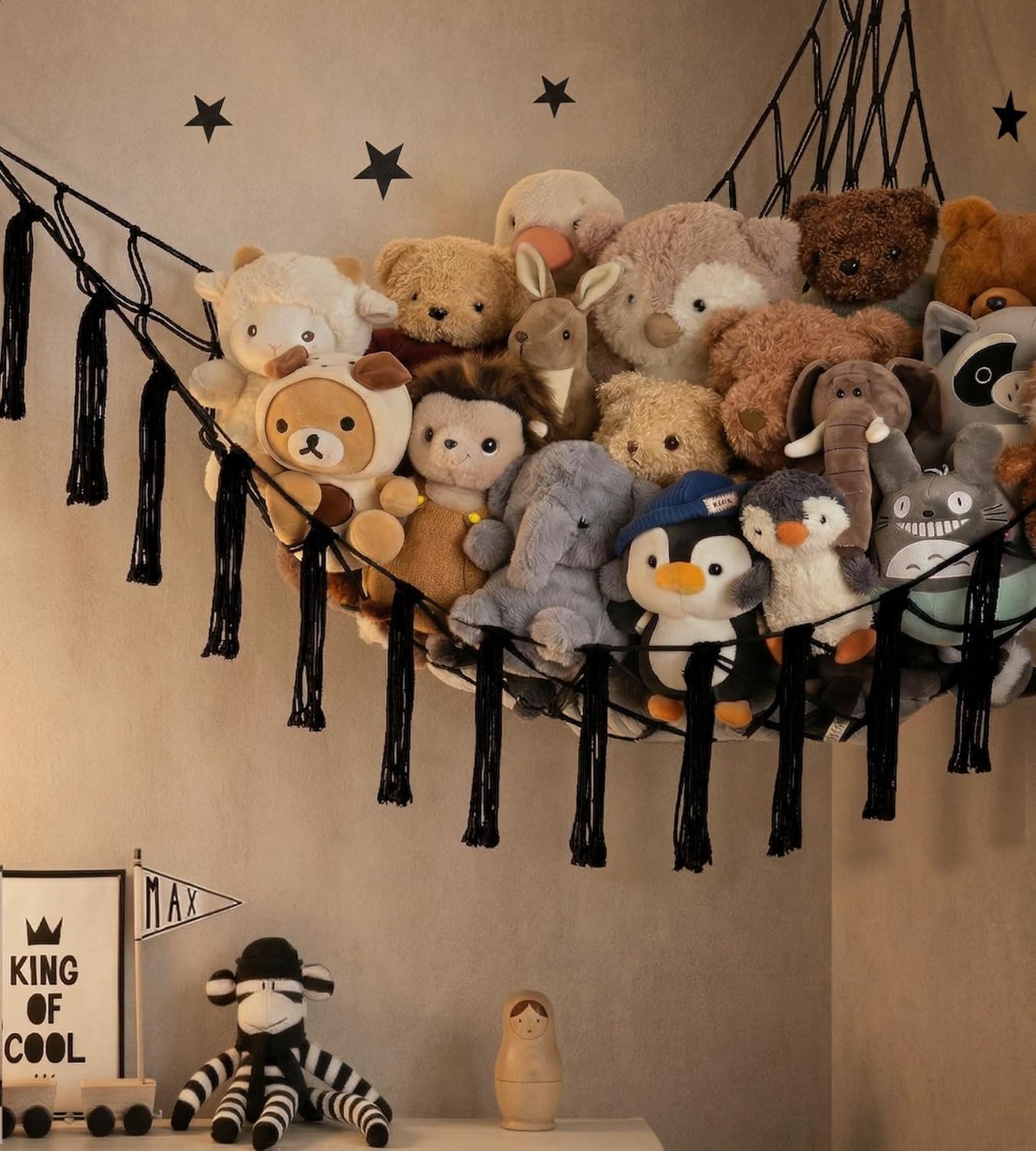 Skiennix Stuffed Animal Storage Hammock - Large Net Organizer for Plush Toys | Cute Room Decor