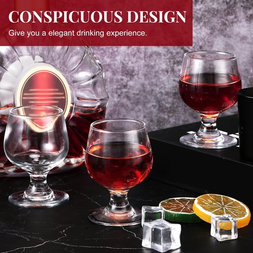 Meanplan Cute Shot Glasses Mini Snifters Cognac 1.7 oz Cups Brandy Snifter Mini Wine Snifters Glass Dinnerware Set for Whiskey Juice Vodka Sherry Champagne Brandy Wine Party Supplies(48 Pieces)