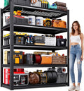 Garage Shelving | Heavy Duty 5-Tier Metal Storage Unit - Adjustable 3500 lbs Capacity, 72"x59"x20", Black