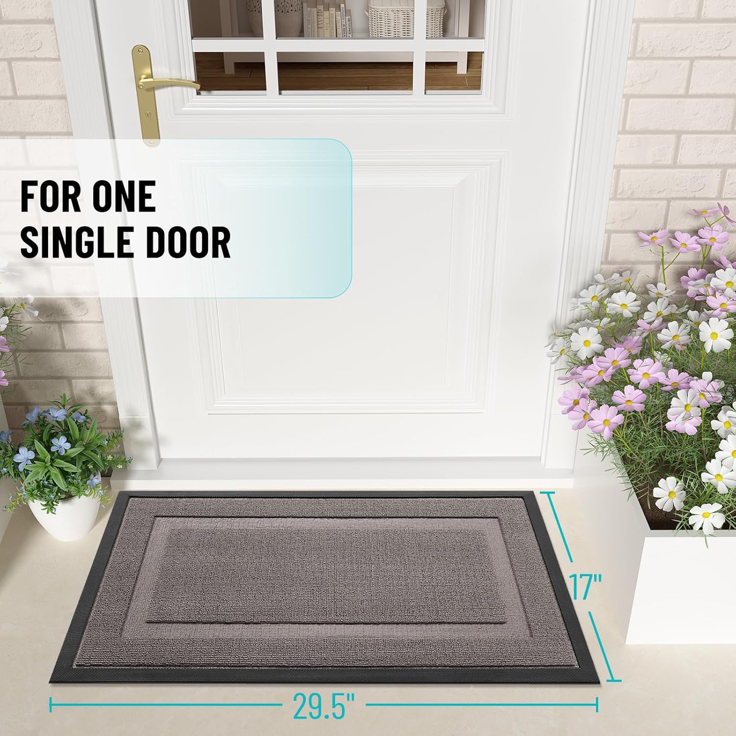 OLANLY Waterproof Front Door Mat - All-Season Natural Rubber Doormat, Easy Clean, 35x23, Taupe
