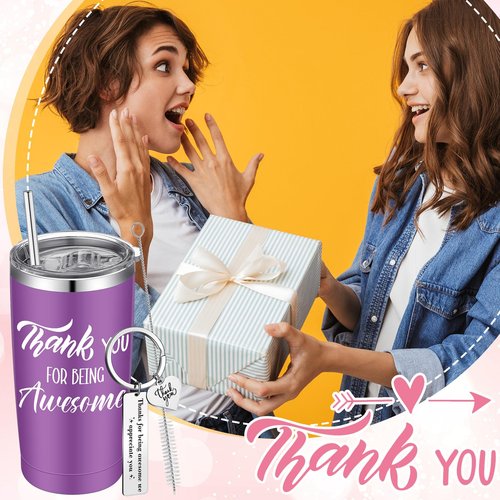 Uiifan Set of 48 Inspirational Gifts for Women 20 oz Stainless Steel Insulated Tumbler with Keychain Mini Journal Pens Thank You Coworker Employee Teacher Motivational Gift for Christmas Birthday