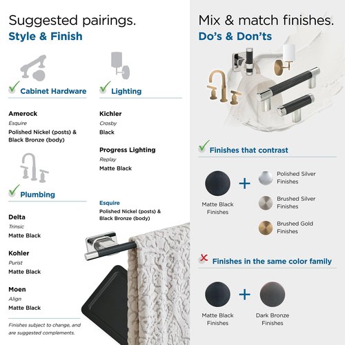 Amerock BH36563PNBBR | Polished Nickel/Black Bronze Single Robe Hook | 2-11/16 in. (68 mm) Length Towel Holder | Esquire | Towel Hook for Bathroom | Bathroom Hardware | Bath Accessories