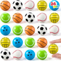 JOYIN 24 Pcs Multi-Sports Bouncy Balls - Fun 32mm Party Favors for Kids 4-8 | Includes Storage Bag