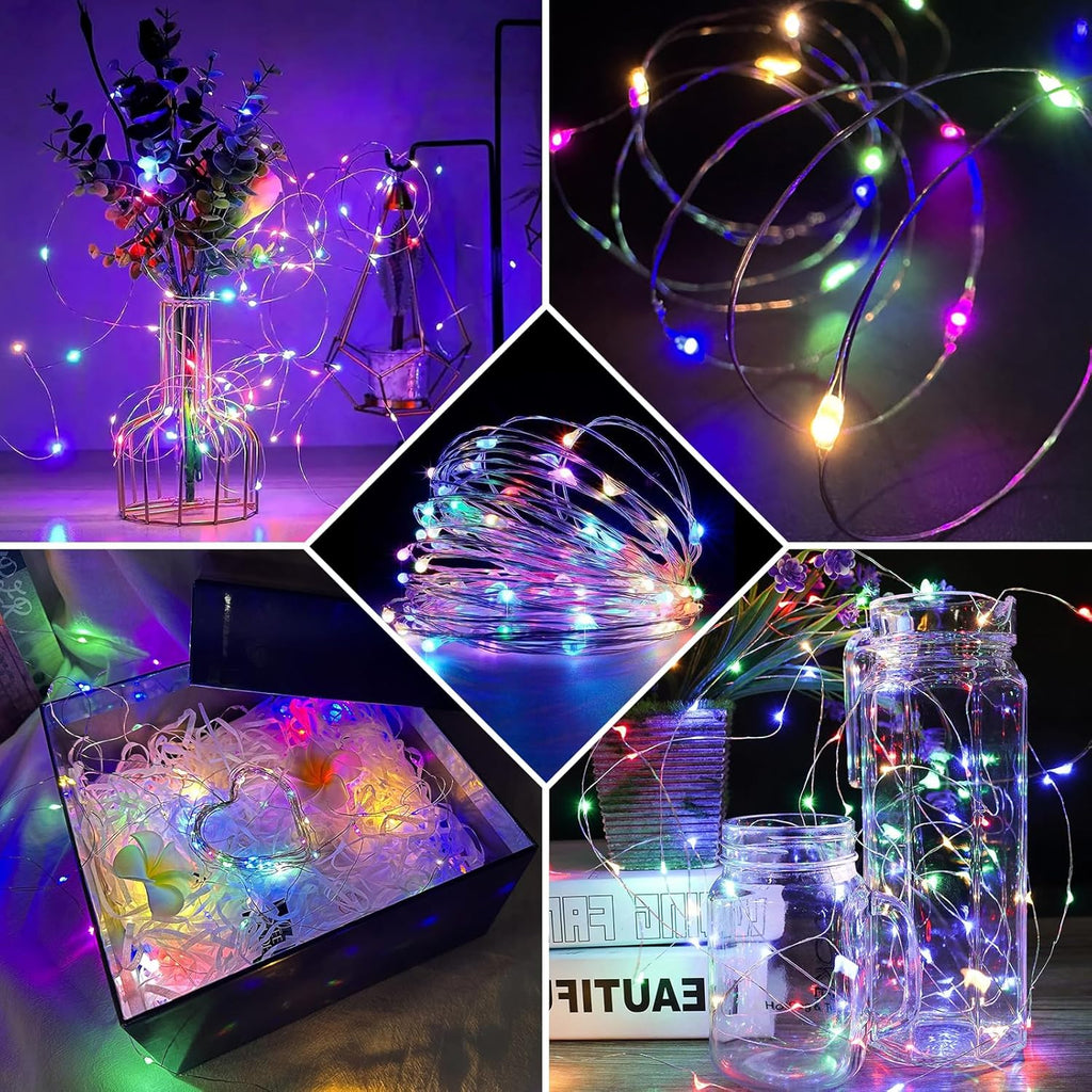 Skiennix 8 Pack Fairy Lights - 7Ft 20 LED Twinkle String Lights | Battery Operated & Waterproof for Parties, Weddings, and Decor - Rainbow Pastel
