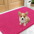 OLANLY Dog Door Mat - Absorbent Non-Slip Mud Mat for Dogs | Quick Dry Chenille, 30x17, Hot Pink