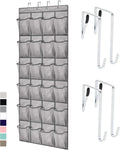 GORILLA GRIP Over The Door Shoe Organizer - 24 Large Breathable Mesh Pockets | Space-Saving Storage in Grey
