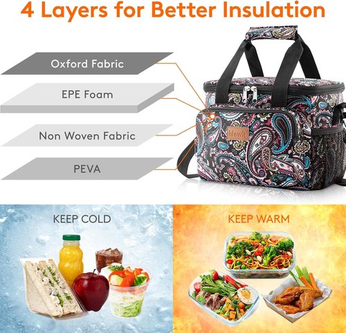 Lifewit Insulated Lunch Bag - Medium Soft Cooler Tote for Adults | Paisley Design, 12-Can Capacity (9L)