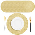 SMUAENSS 100 PCS Rose Gold Paper Placemats Disposable, 13.5" Round Disposable Table Mats, Rose Golden Shiny Table Mats for Birthday Wedding Holiday Party Home Dining Tableware