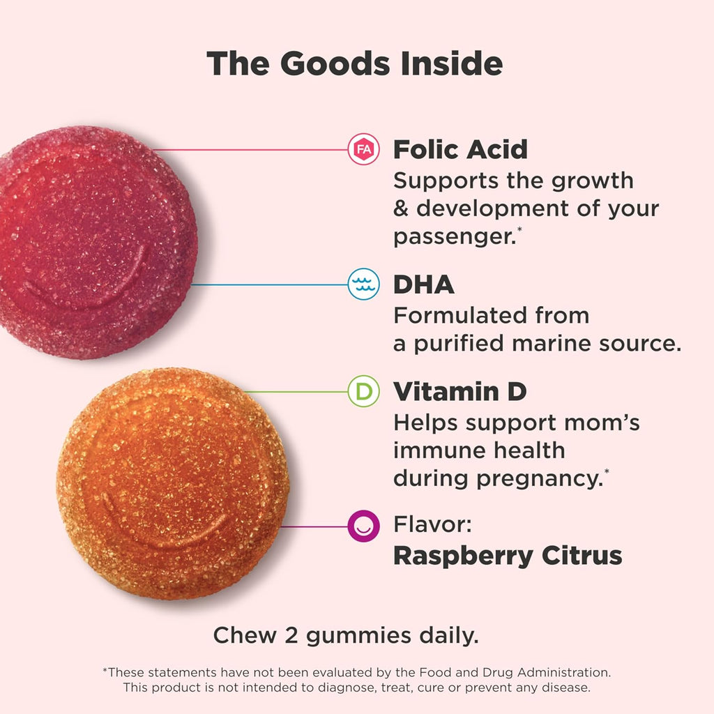 OLLY Prenatal Multivitamin Gummies - Daily Blend for Mommy & Baby with Folic Acid, Omega 3 DHA, Sweet Citrus Flavor | 60 Count