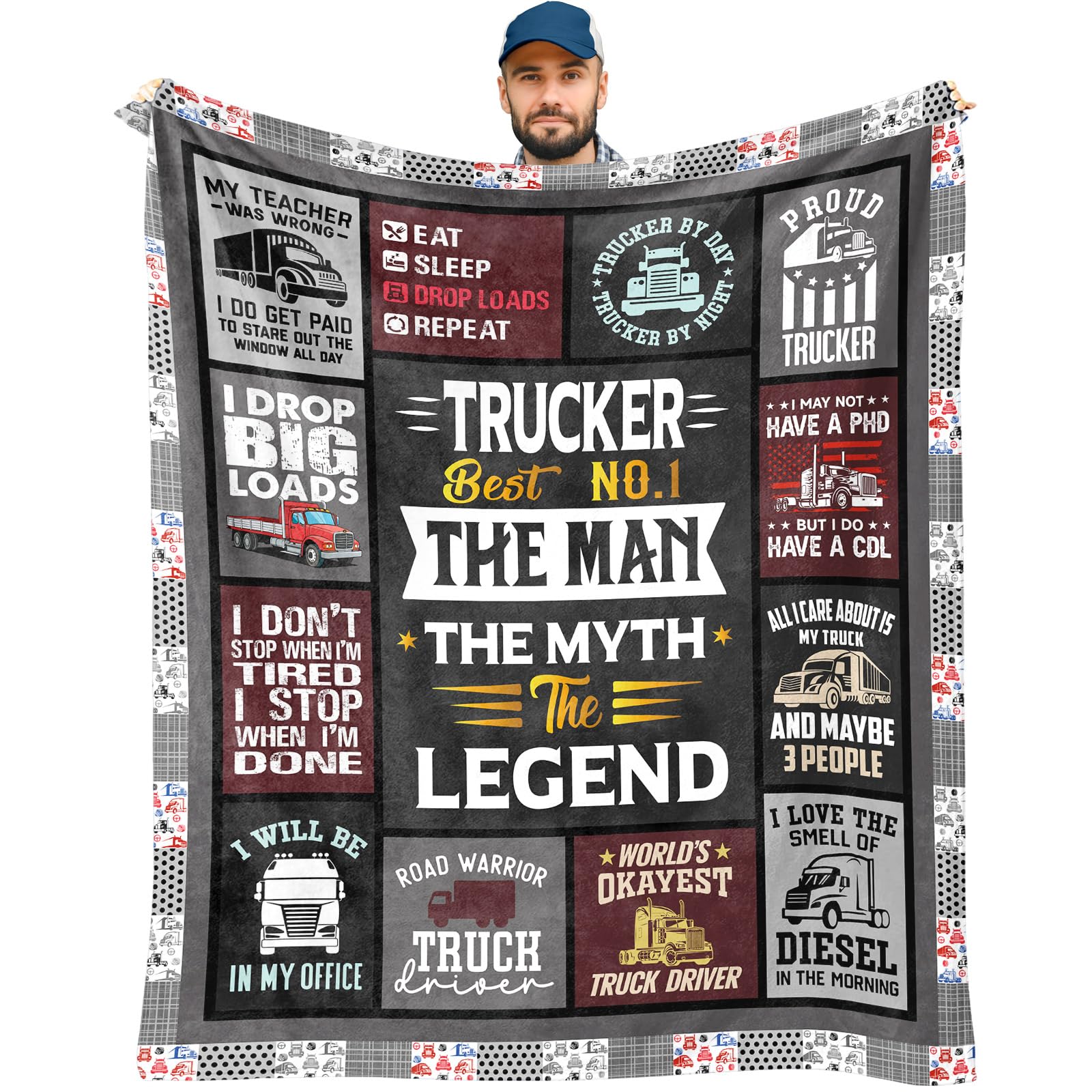 AIYUBOFUN Truck Driver/Trucker Gifts for Men Blanket 60" x 50", Truck Driver/Trucker Gifts, Gifts for Truck Drivers Men, Trucke Driver Appreciation Gifts