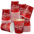 CCINEE 50 PCS Valentine's Party Supplies - Red Heart Love 9 oz Disposable Paper Cups for Valentine's Day Party Supplies