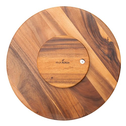 Villa Acacia Lazy Susan - 22 Inch Round Wooden Turntable Organizer for Table, Cabinet or Pantry - Kitchen Essentials for Serving & Storage
