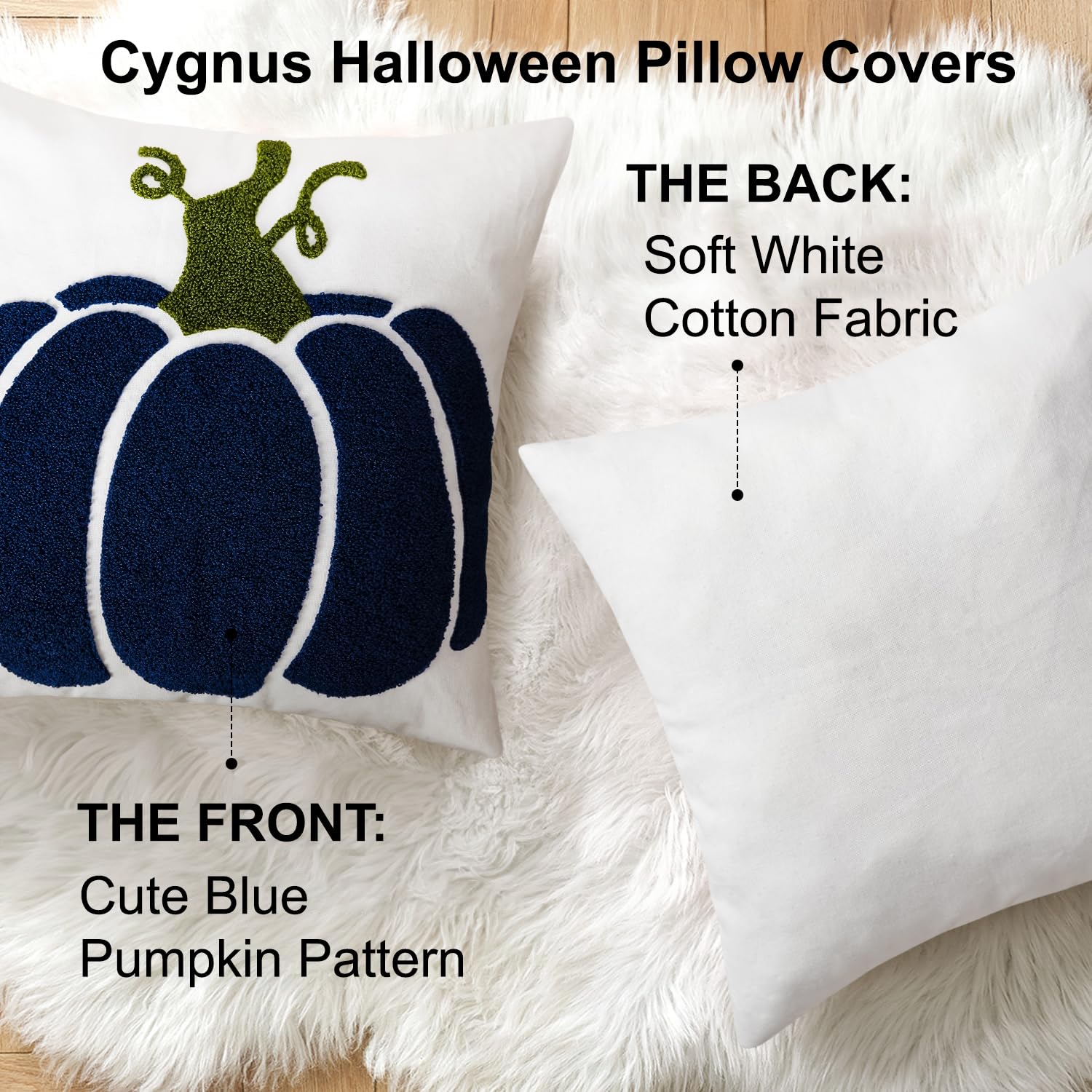 Blue Pumpkin Pillow Cover 18x18 inch Fall Decorative Throw Pillow Cover