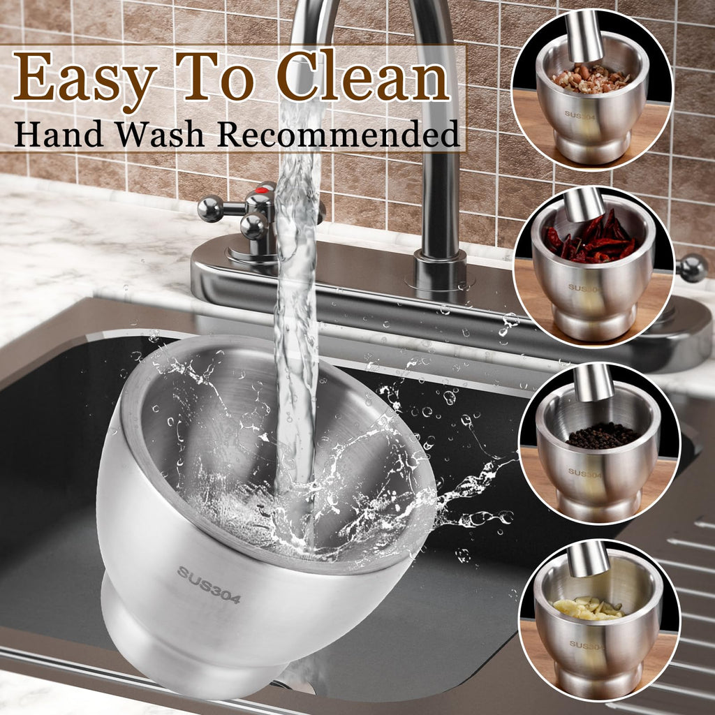 QTLCOHD Large Stainless Steel Mortar and Pestle Set