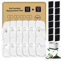 WEIKEY 24 Pcs Replacement Filters for Dockstream Cat Water Fountain PLWF105/PLWF115/PLWF005, 12 Pack Pet Water Fountain Filters with 12 Pack Pre-Filter Sponges, White