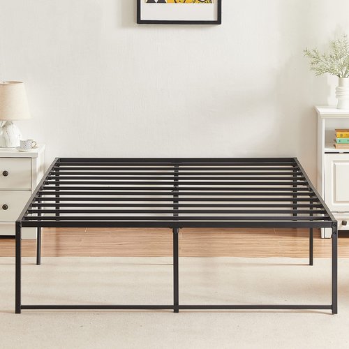 VECELO 18" Metal Platform Tall Bed Frame,Mattress Foundation/No Box Spring Needed/Heavy Duty Steel Slat Support (Full Size)