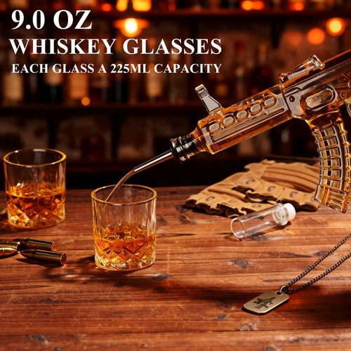 PONPUR Gifts for Men Dad, Whiskey Decanter Set with 2 Glasses, Unique Birthday Anniversary Retirement Gifts for Husband Him Grandpa, Cool Bourbon Scotch Gift for Man Cave Bar Decor