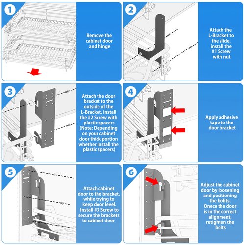 FOROIRON 5WB-DMKIT Door Mount Kit Compatible with Rev-A-Shelf 5WB1 5WB2 5CW2 Series Basket RV Shelf Door Mount Kit for Kitchen Base Cabinet Organizer