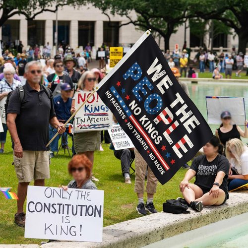 No King No Tyrants Anti Fascist Flag 3x5 FT, We The People Protest Banner for Indoor Outdoor(slogan)