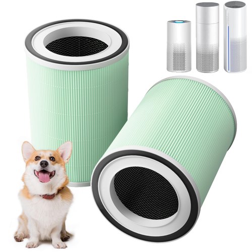2 Pack True H13 KILO Pet Filter Compatible with Afloia KILO, KILOPLUS, KILOPRO, MIRO,MIRO PRO and MORENTO MR-Kilo, Kalo Air Purifier,360° 4-Stage Filtration, True H13 Air Filter, Green