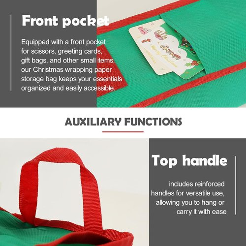 Gift Wrapping Paper Organizer by [Brand Name] - Storage Bag with Pockets & Handles | 29” x 5.5” x 5.5”, Green