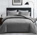 Maple&Stone Queen Size Comforter Set - 7-Piece Down Alternative Bed in a Bag, Soft Reversible Duvet in Dark & Light Grey