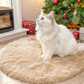 OLANLY Round Beige Area Rug - Soft, Fluffy, Machine Washable 2 ft Circle Carpet for Bedrooms & Nurseries