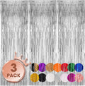 Voircoloria Silver Foil Fringe Backdrop Curtains - 3 Pack 3.3x8.2 Feet Tinsel Streamers for Parties | Perfect for New Year's Eve, Graduation, Baby Showers, and Gender Reveals