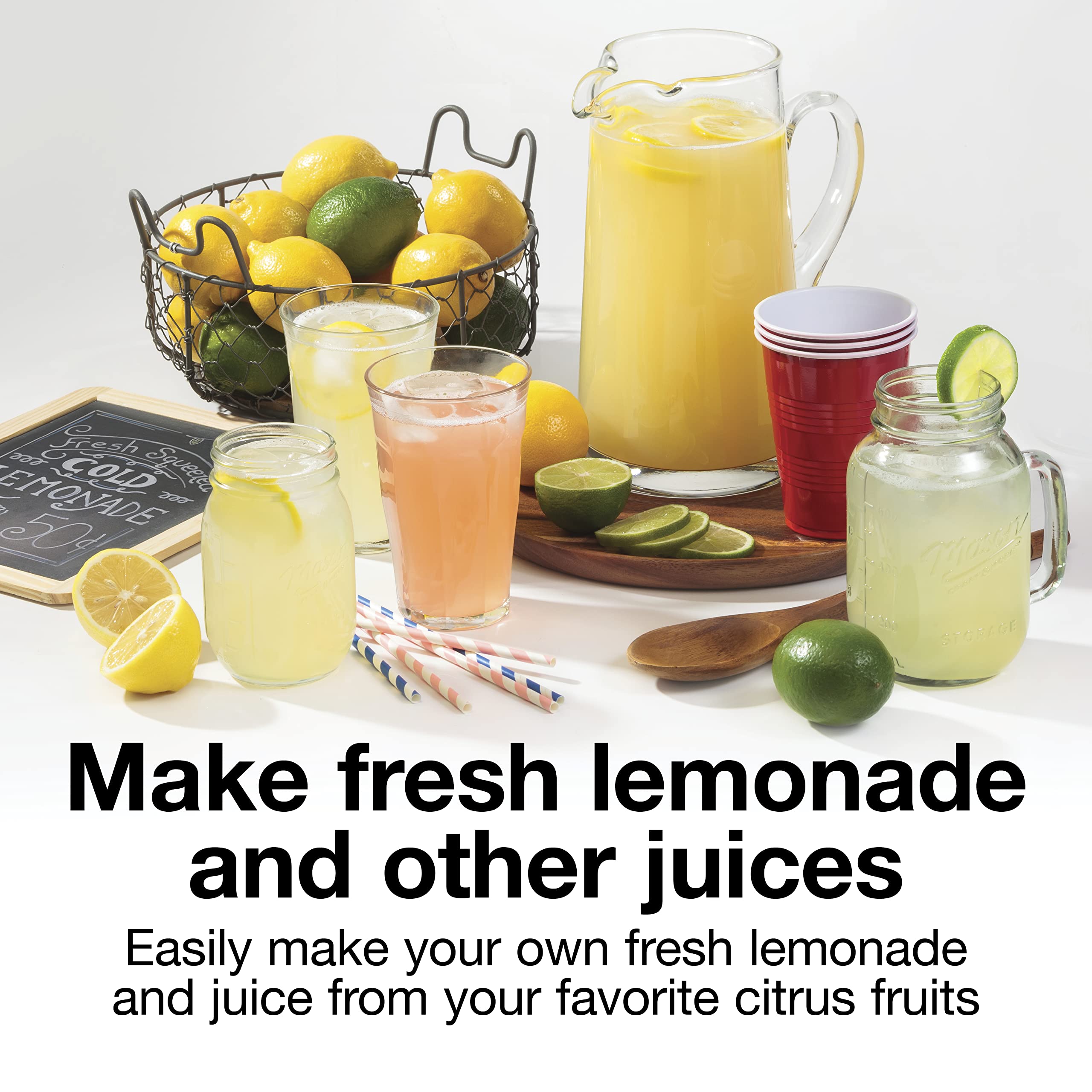Proctor Silex Alex's Lemonade Stand Electric Citrus Juicer Machine and Squeezer, for Lemons, Limes and Oranges, 34 oz, Yellow (66331)