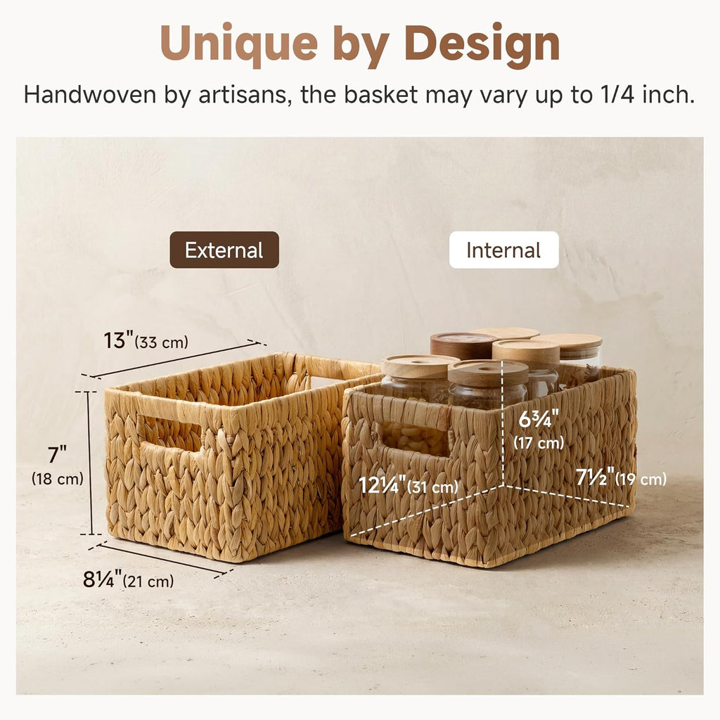 StorageWorks Wicker Baskets - Organizing Storage Baskets with Built-in Handles | Medium 2-Pack in Natural Hyacinth