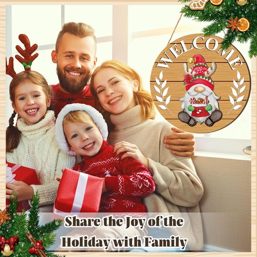 Qunclay Interchangeable Wooden Gnome Decor Holiday Seasonal Gnome Decorations with Magnet Pieces and Detachable Hats Changeable Welcome Sign for Home(Fresh Style)