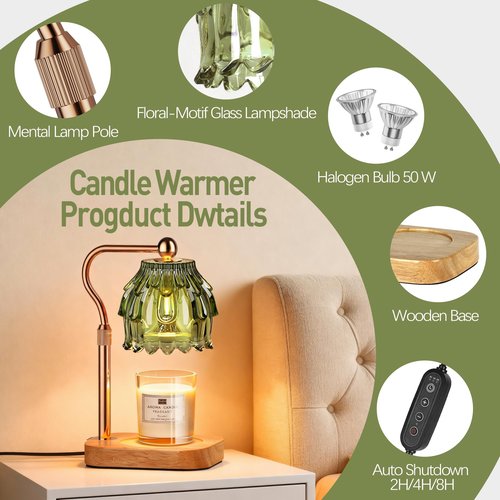 Candle Warmer Lamp with Timer Dimmer - Birthday Gift for Women Mom, Electric Wax Melter Warmer Adjustable Height for Jar Candles Housing Warming Home Decor