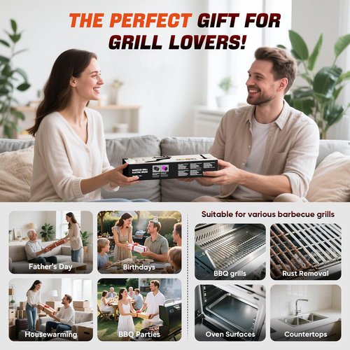 Electric Rotary Grill Brush for BBQ – 304 Stainless Steel Rotary Brush Head, Anti-Shedding Bristles, Rechargeable 3-Speed Power Control, Up to 90-Min Runtime, Outdoor Grill Cleaner Black