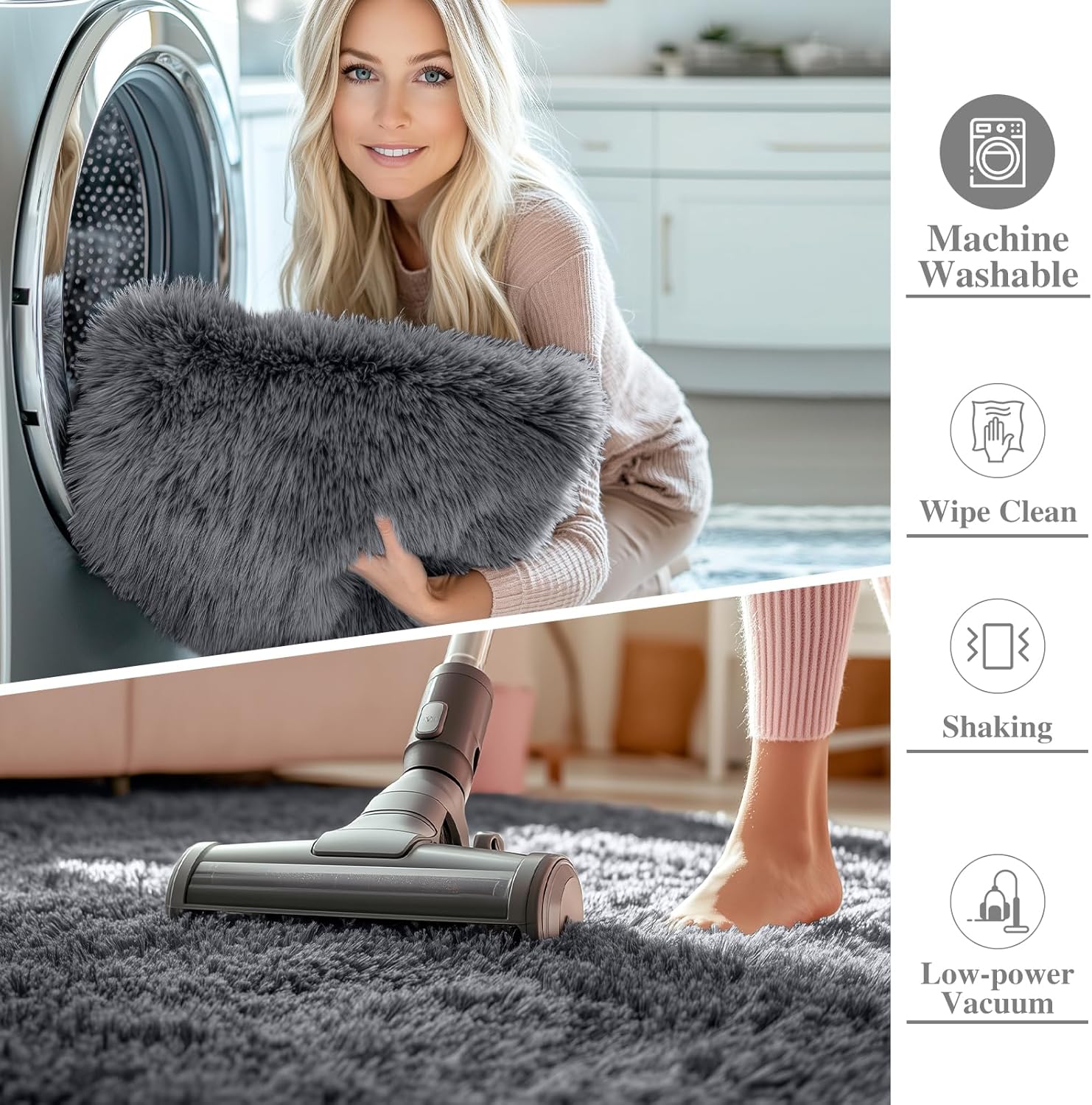 OLANLY Runner Rugs - Soft, Machine Washable Shaggy Carpet for Hallway & Bedroom | Grey 2x7 ft