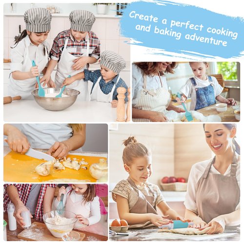 Kinggrand Kitchen Kids Cooking and Baking Set with Storage Case Real Cooking Supplies with Cookbook Knives Apron Chef Hat Kids Cooking Utensils for Girls Boys