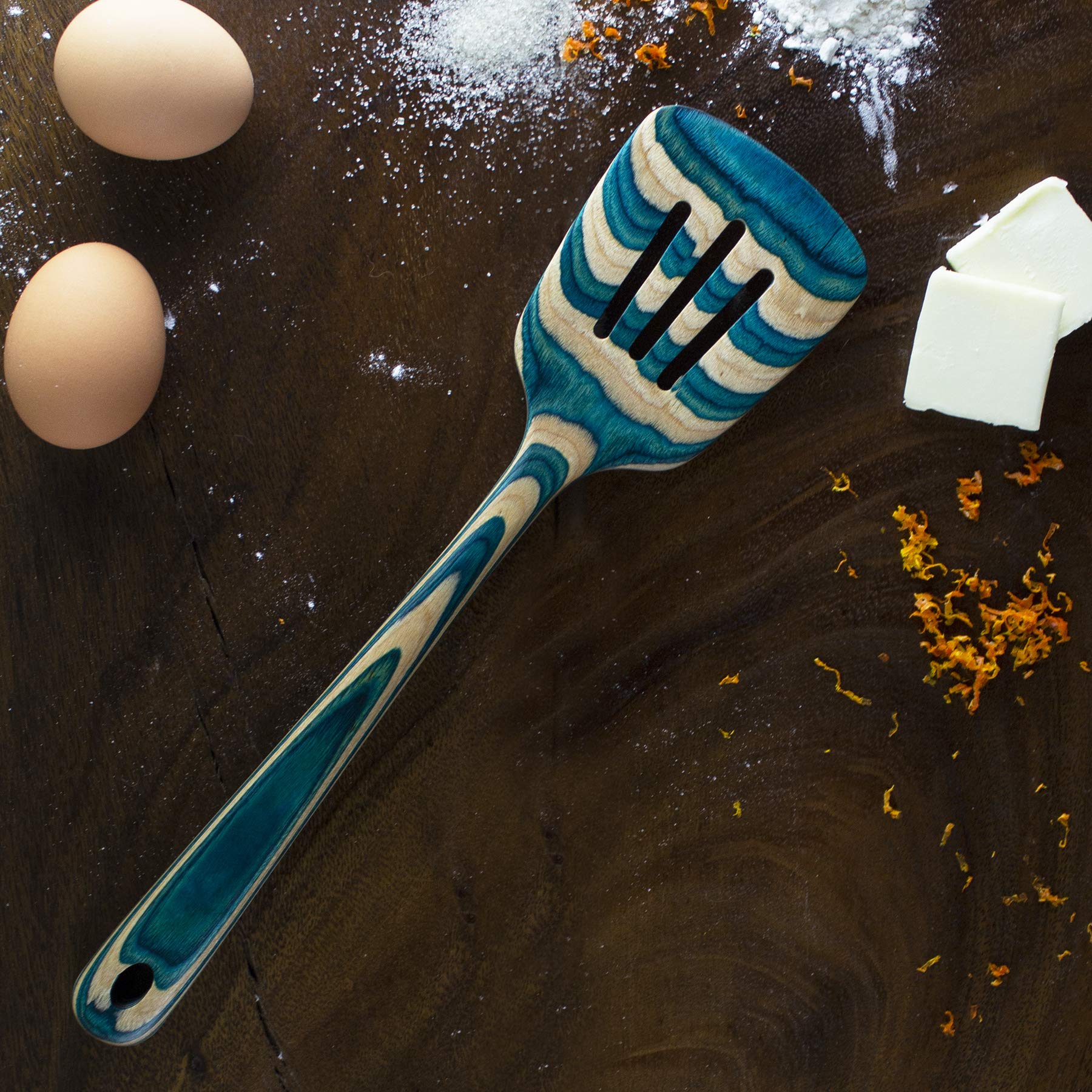 Totally Bamboo Baltique Mykonos Collection 12-1/2" Wooden Slotted Spatula, Safe for Nonstick