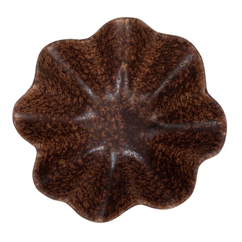 Bloomingville Round Stoneware Ruffled Bowl with Reactive Glaze, Brown