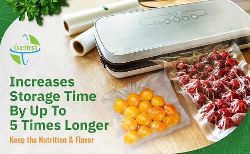 EverFresh Vacuum Sealer Rolls - 11" x 25' | 15% Thicker, BPA Free | 4 Pack Compatible with FoodSaver