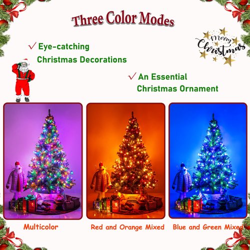 Sunnyglade 4Ft Premium Artificial Christmas Tree with 240 LED Multicolored String Lights (NOT Pre-Strung) & Rugged Metal Stand,8 Lighting Modes,400 Tips Full Tree,Xmas Decoration(4Ft,Multicolor)