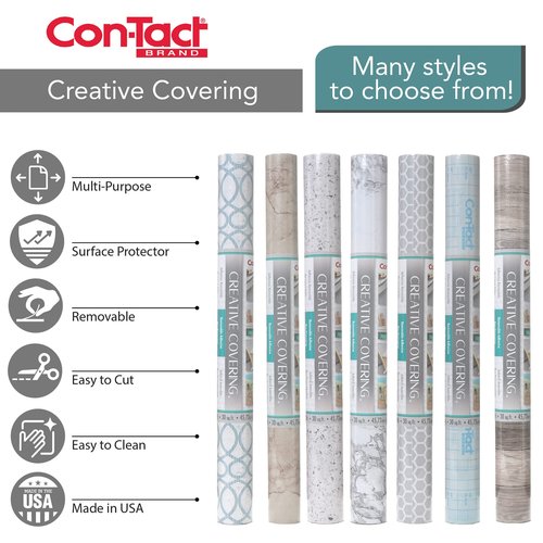 Con-Tact Brand Creative Covering, 09F-C9A5E3-12, Adhesive Vinyl Shelf Liner and Drawer Liner, Navy Plaid, 18" x 9 '