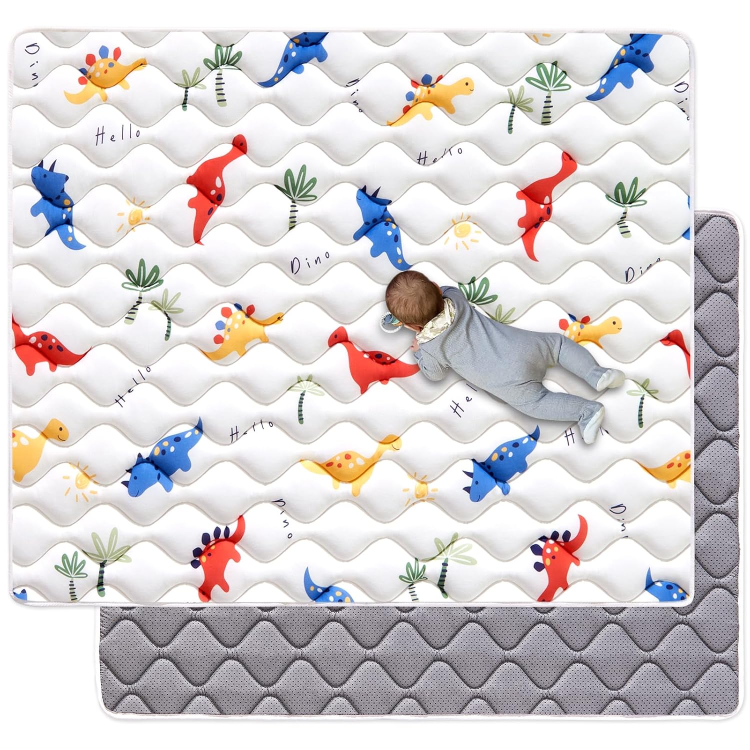 Odorless Premium Foam Baby Play Mat - Soft Hypoallergenic Crawling Mat | 50" x 50" Non-Slip Cushioning