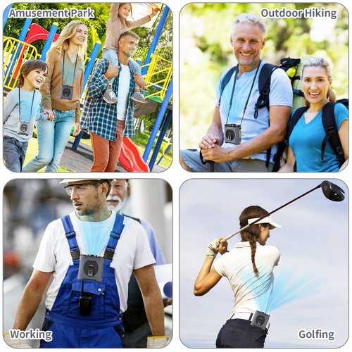 EEIFO Portable Waist Fan Clip On 10000mAh Wearable Belt Personal Fan Rechargeable Battery operated with 5 Speeds Wind and Light 40H Hands-Free for Cooling Outdoor Camping(Grey)