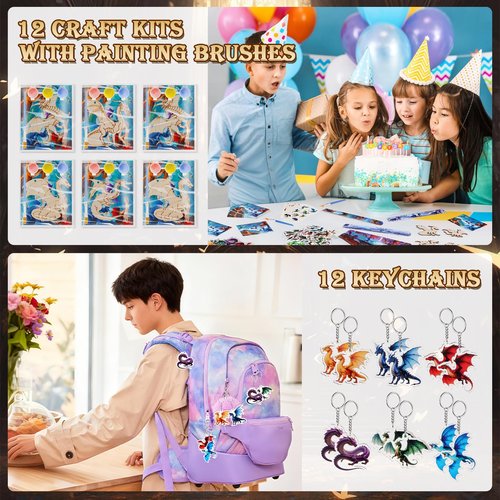 Vanblue 122Pcs Dragon Party Favors Dragon Birthday Party Decorations Goodie Bags Stuffers Fillers Gift Bags for Birthday, Themed Party Supplies Classroom Rewards Gifts for Boy Girls