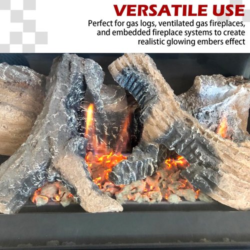 Rock Wool Gas Fireplace Embers, 6 oz, Glowing Ember Enhancement for Gas Logs and Fireplaces