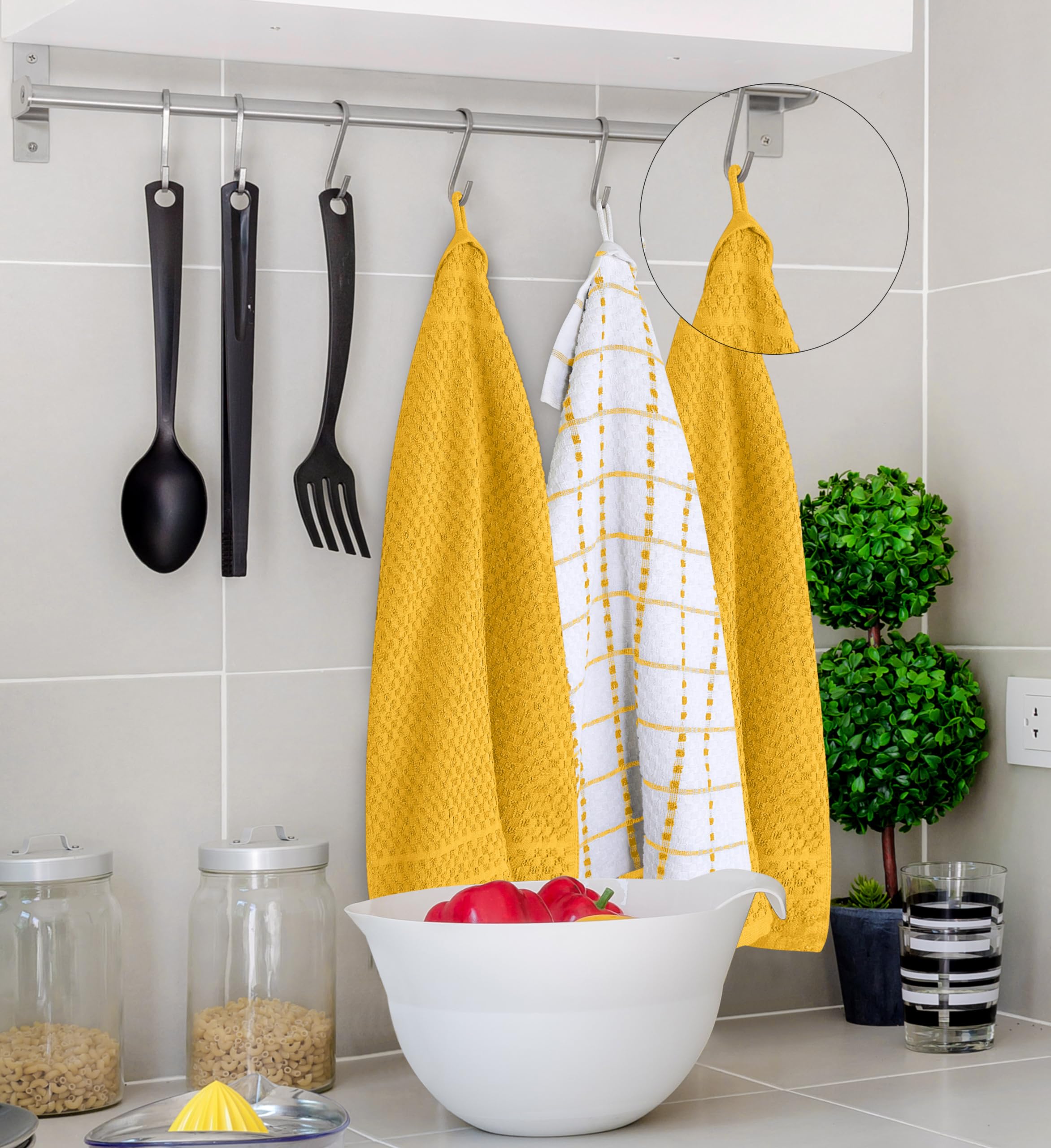 Utopia Towels - Kitchen Towels 12 Pack, 15 x 25 Inches, 100% Ring Spun Cotton Super Soft and Absorbent Linen Dish, Tea and Bar Towels Set, Yellow