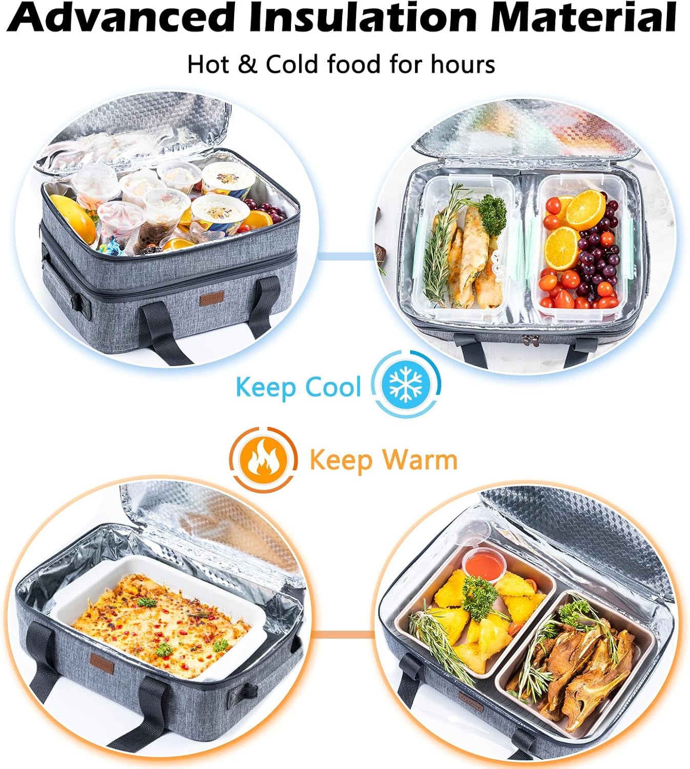 BAGSPRITE Insulated Casserole Carrier - Expandable Thermal Tote for Hot or Cold Food | Fits 9" x 13" Dish