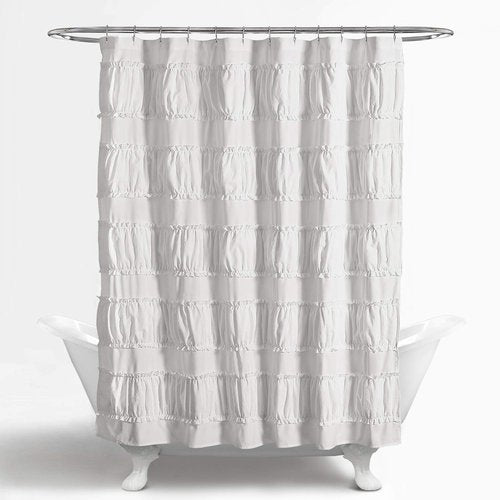 Lush Decor Nova Ruffle Shower Curtain, 72" x 72", White