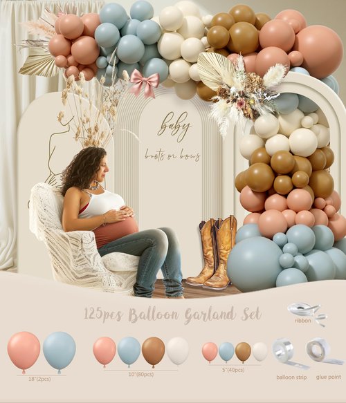 Boots or Bows Gender Reveal Decorations, 206pcs Boy or Girl What Will Baby Be Gender Reveal Party Supplies，Western Themed Cowboy or Cowgirl He or She Baby Shower Decoration