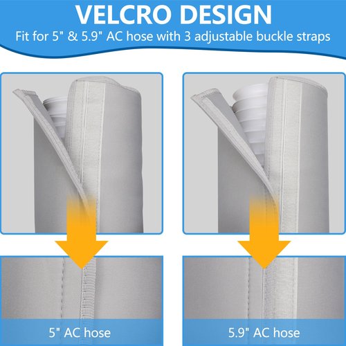 Portable Air Conditioner Hose Cover, Portable AC Hose Duct Vent Insulation Sleeve AC Hose Insulated Cover Wrap for 5" & 5.9" Diameter AC Exhaust Hoses Tube for Heat Reduction
